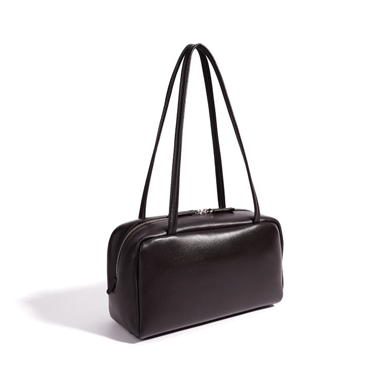 Women's Genuine Sheepskin Bowling Bag with Double Zipper