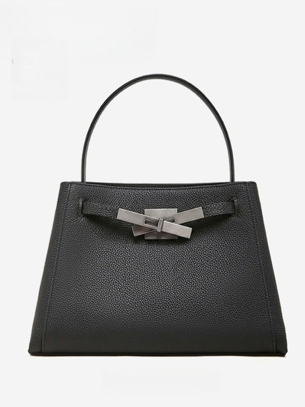Women's Pebbled Cowhide Bucket Tote with Dual Straps