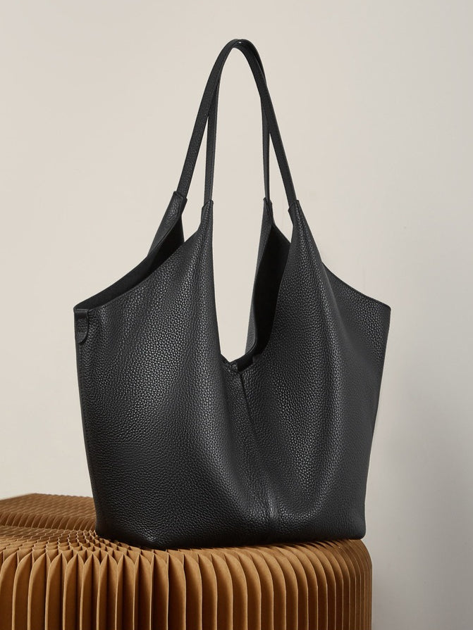 Women's Pebbled Cowhide V-Cut Hobo Shoulder Bag