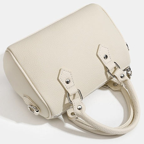 Women's Pebbled Cowhide Boston Barrel Bag with Detachable Strap