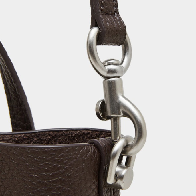 Women's Pebbled Cowhide Bucket Bag with Detachable Inner Pouch