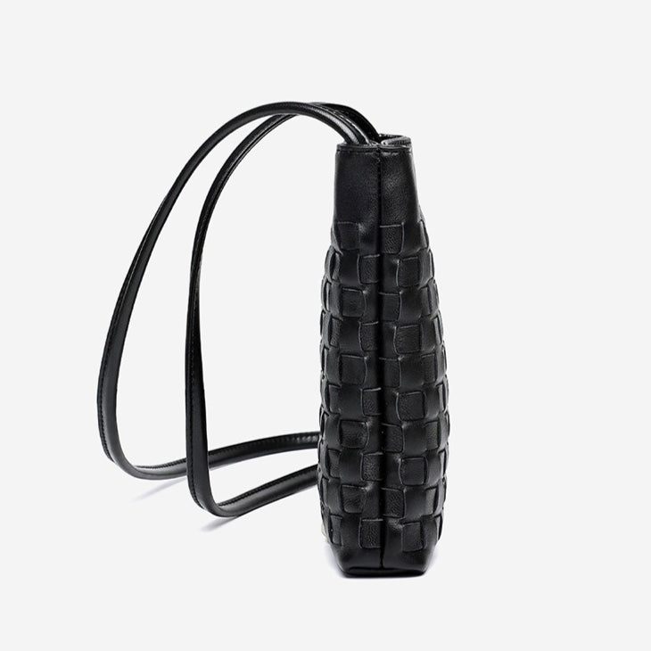 Women's Woven Sheepskin Mini Phone Bag with Adjustable Strap