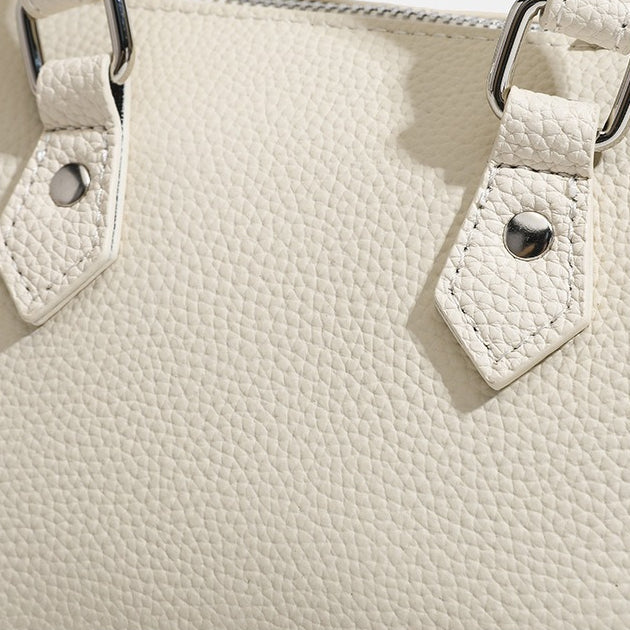 Women's Pebbled Cowhide Boston Barrel Bag with Detachable Strap