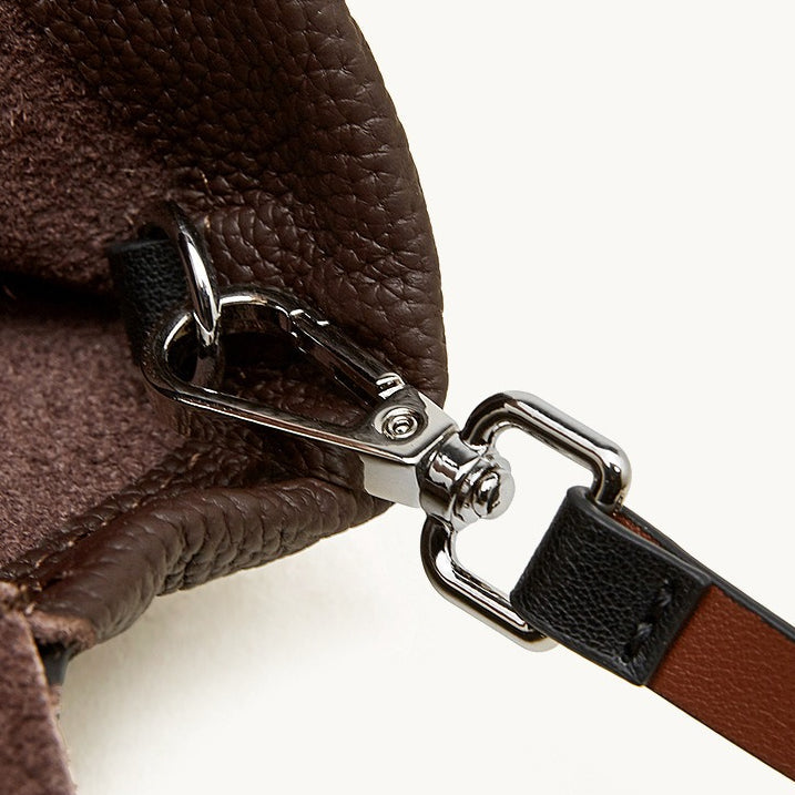 Women's Genuine Leather Slouch Tote Bag with Adjustable Strap & Detachable Pouch