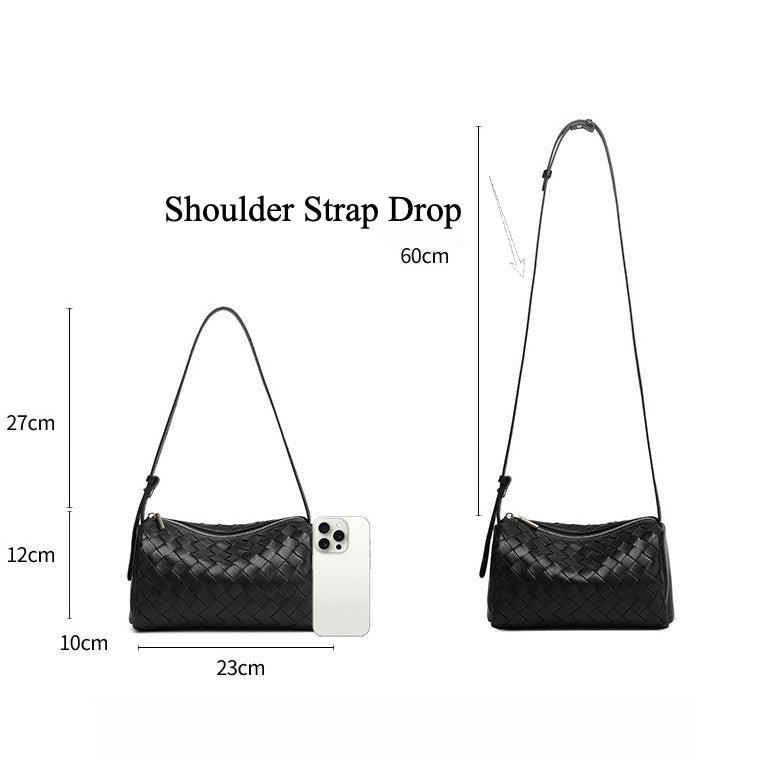 Women's Woven Sheepskin Baguette Bag with Adjustable Strap