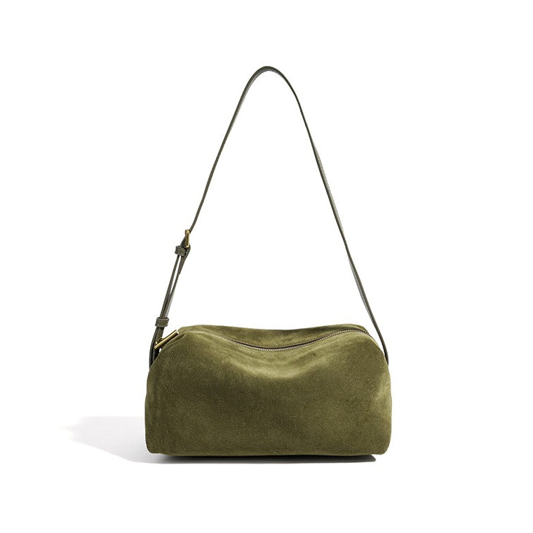 Women's Suede Leather Slouchy Clutch Bag with Adjustable Strap