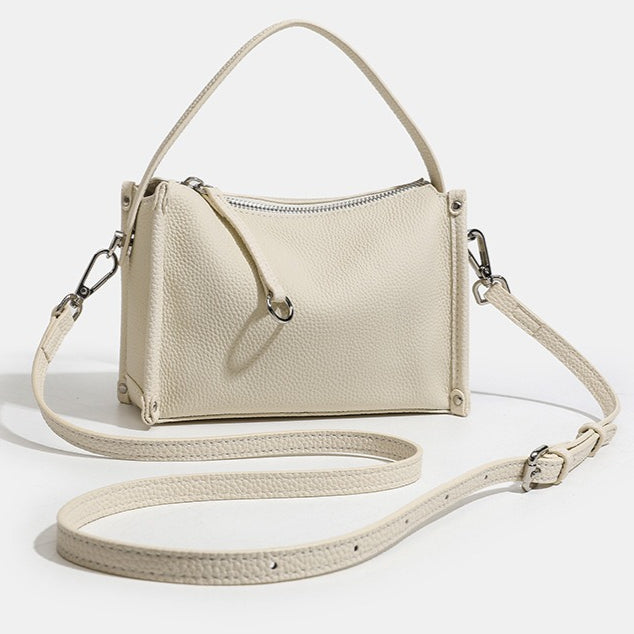 Women's Pebbled Cowhide Foldover Crossbody Clutch Bag