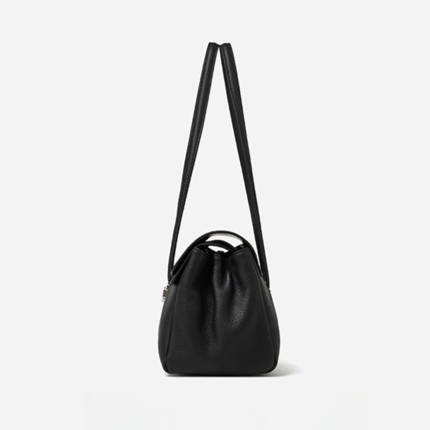 Women's Pebbled Cowhide Flap Tote with Twist-Lock Closure