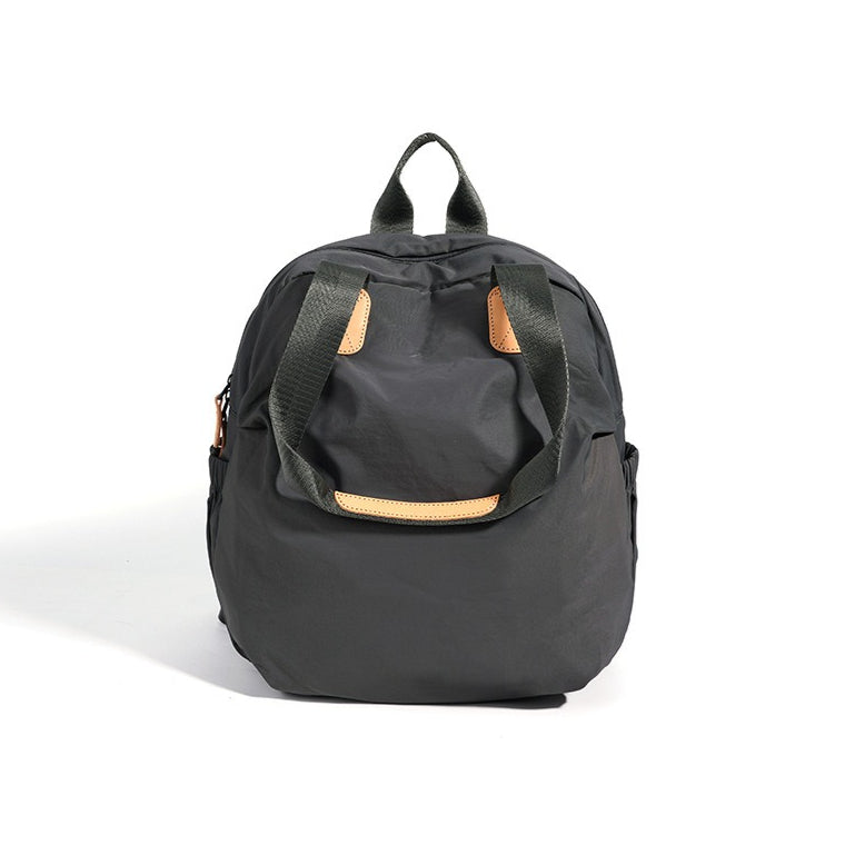 Women's Nylon Convertible Backpack with Genuine Leather Trim
