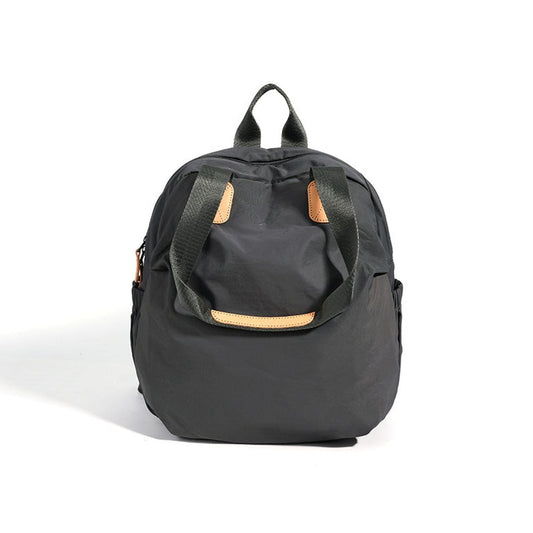 Women's Nylon Convertible Backpack with Genuine Leather Trim