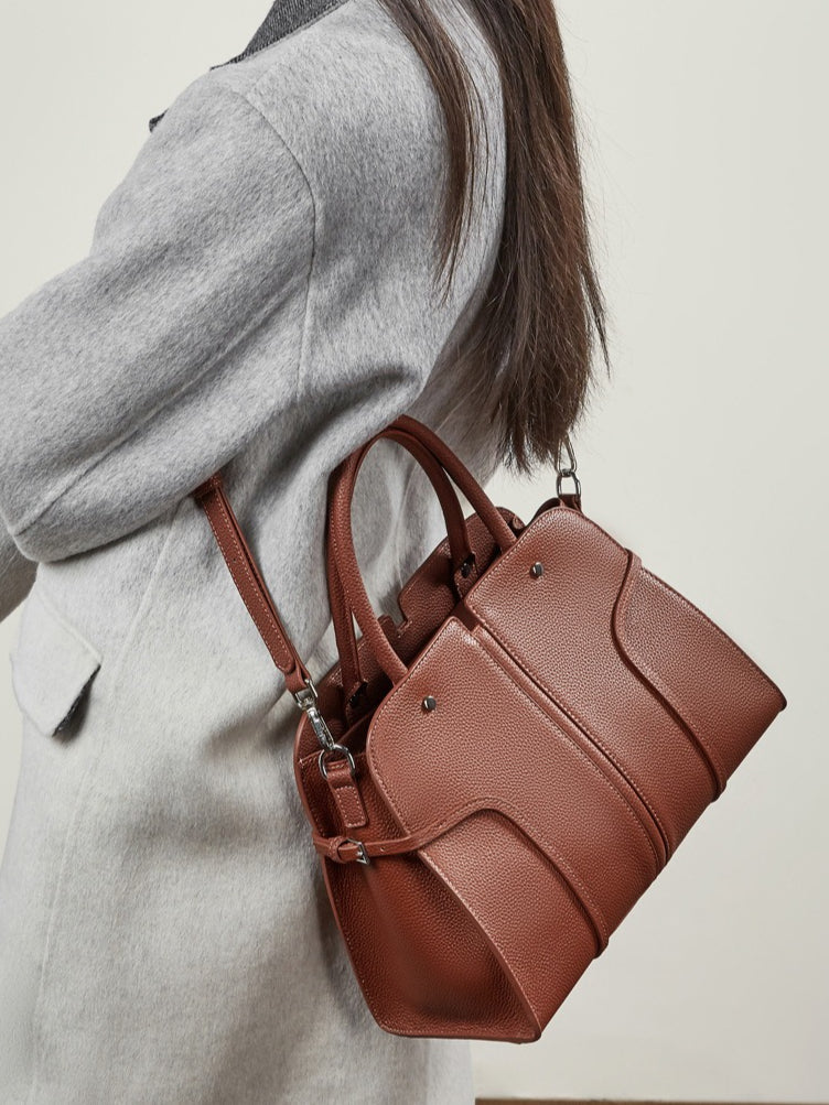 Women's Pebbled Cowhide Paneled Doctor-Style Work Bag