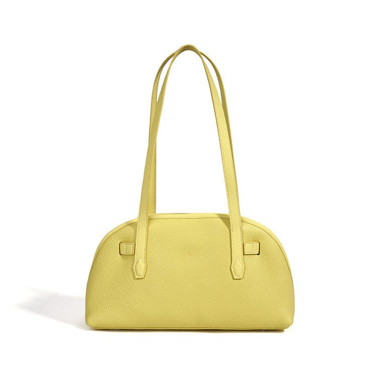 Women's Pebbled Cowhide Half-Moon Tote Bag with Quilted Liner