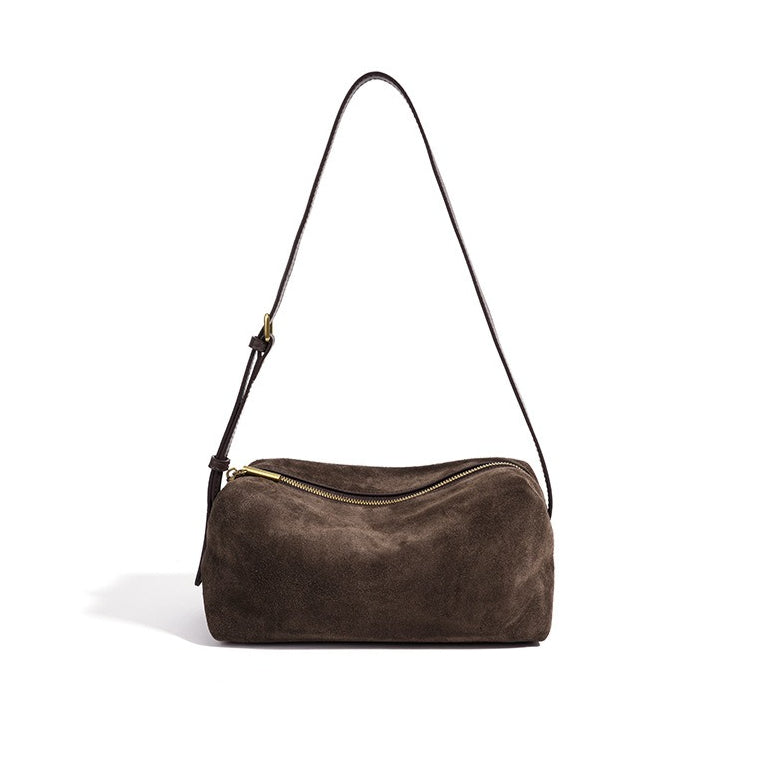 Women's Suede Leather Slouchy Clutch Bag with Adjustable Strap