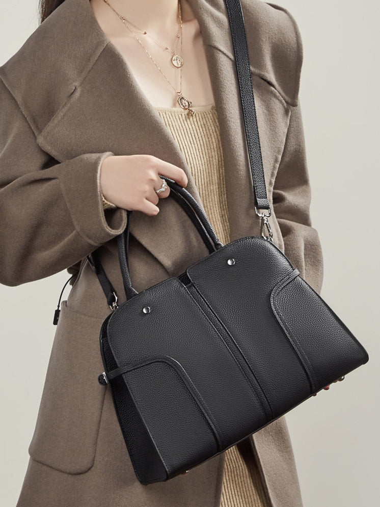 Women's Pebbled Cowhide Paneled Doctor-Style Work Bag
