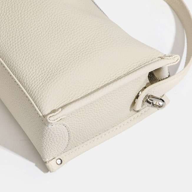 Women's Pebbled Cowhide Foldover Crossbody Clutch Bag