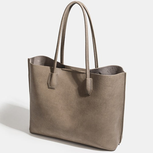 Women's Soft Cowhide Double-Compartment Slouch Tote