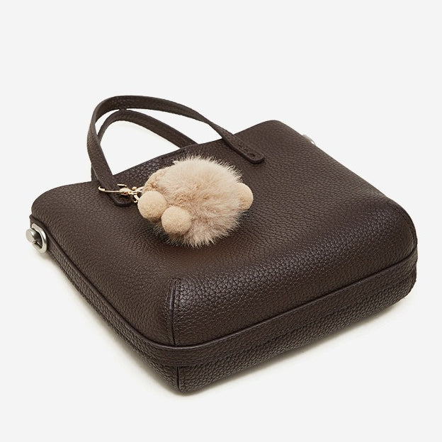 Women's Pebbled Cowhide Bucket Bag with Detachable Inner Pouch