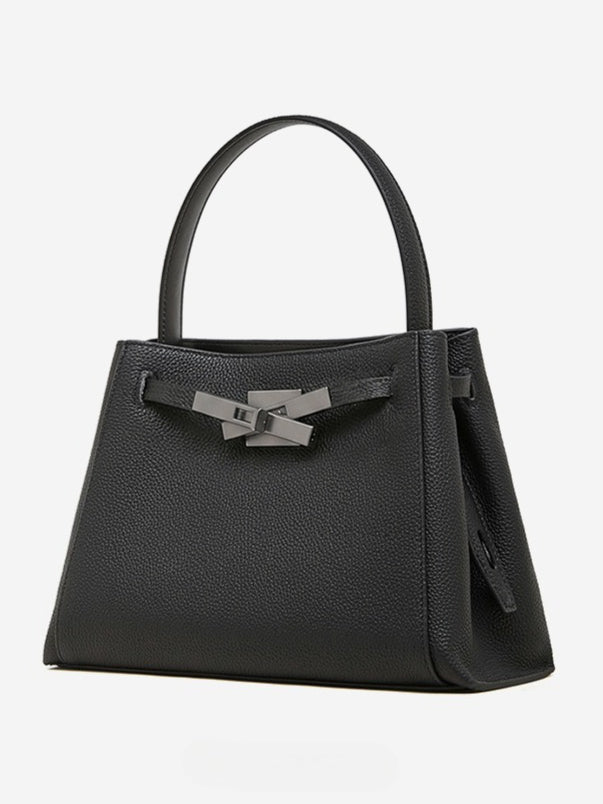 Women's Pebbled Cowhide Bucket Tote with Dual Straps