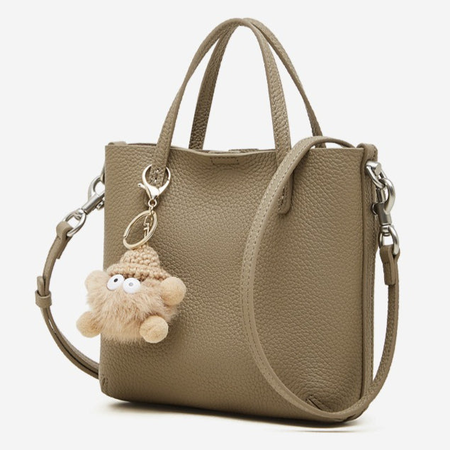 Women's Pebbled Cowhide Bucket Bag with Detachable Inner Pouch