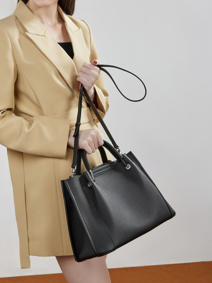 Women's Full-Grain Pebbled Cowhide Trapezoid Tote