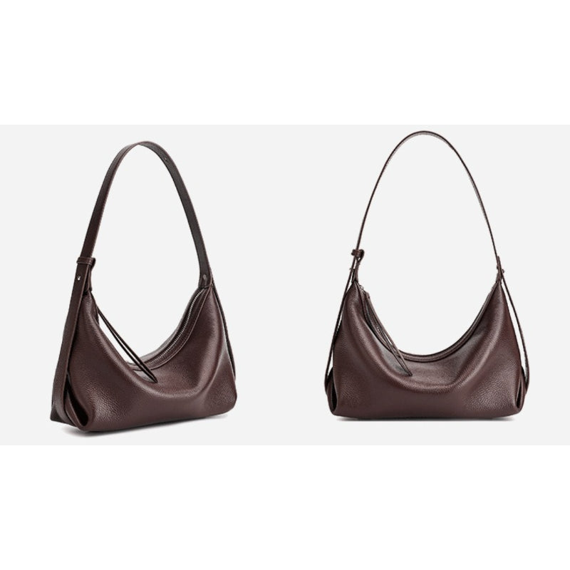 Women's Pebbled Cowhide Slouchy Hobo Bag with Hidden Strap