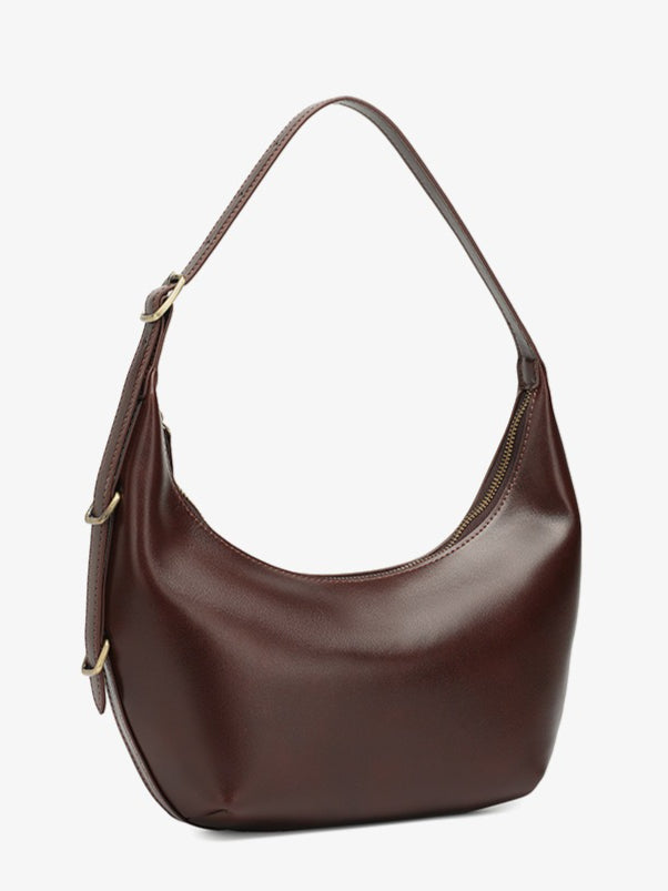 Women's Oil-Waxed Cowhide Semi-Circle Top Handle Bag