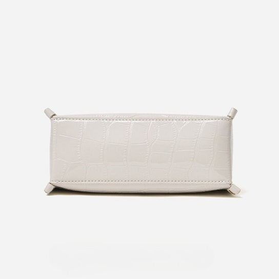Women's Glossy Croc-Embossed Cowhide Structured Satchel