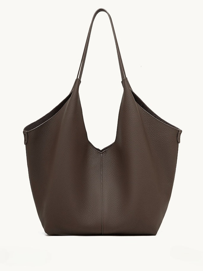 Women's Pebbled Cowhide V-Cut Hobo Shoulder Bag