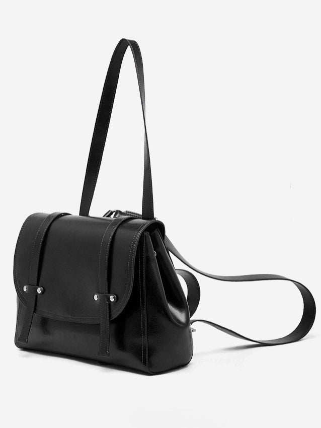 Women's Oil-Waxed Cowhide Convertible Flap Backpack