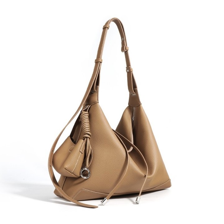 Women's Genuine Leather Minimalist Dumpling Tote Bag with Large Capacity